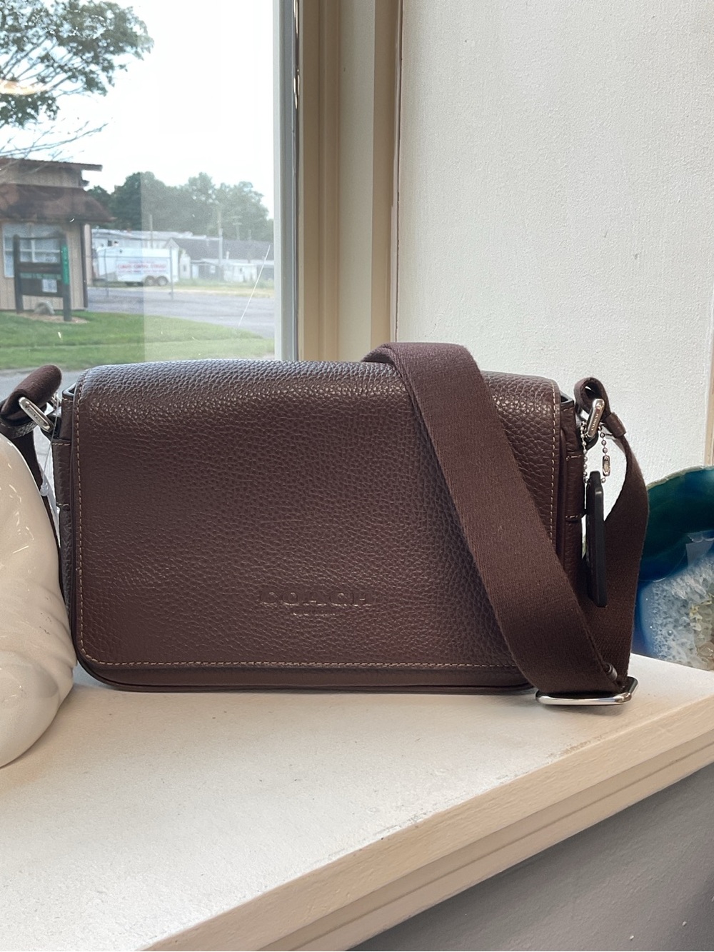 Coach NWT Jack Small Flap Crossbody Maple Pebbled Leather